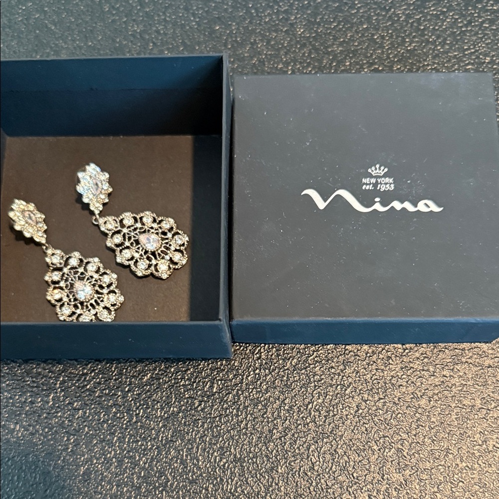 Nina Silver Floral Crystal Earrings